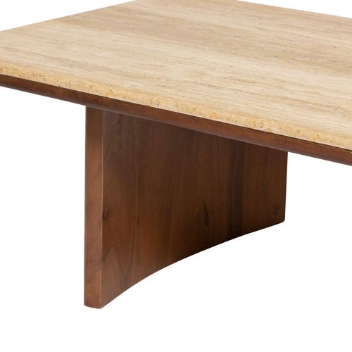 Table Basse En Acacia Et Travertin Jivan - Marron