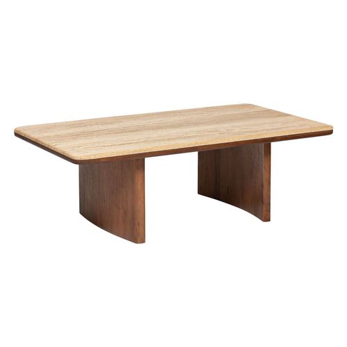 Table Basse En Acacia Et Travertin Jivan - Marron