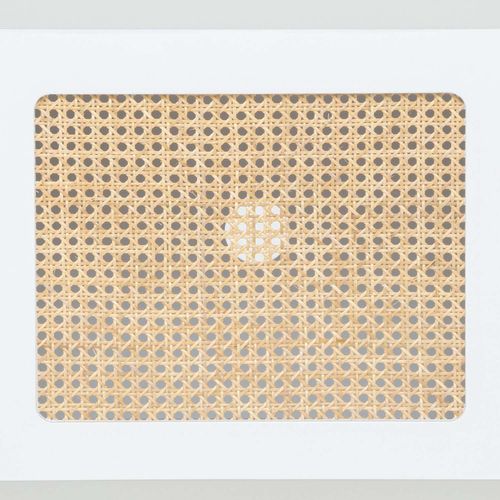 Meuble TV 3 Portes En Rotin Cabras - Blanc