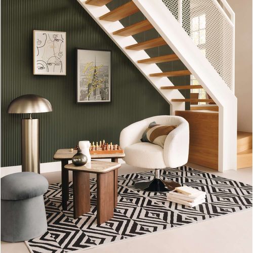 Fauteuil Pivotant En Bouclette Edith - Blanc