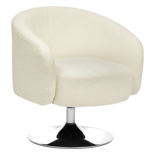 Fauteuil Pivotant En Bouclette Edith - Blanc