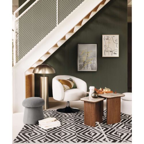 Fauteuil Pivotant En Bouclette Edith - Blanc