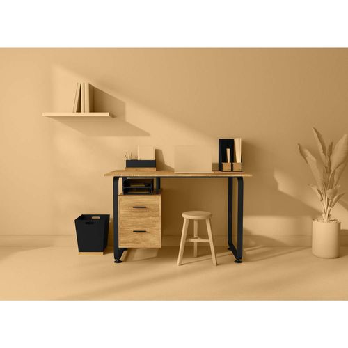 Bureau Avec Caisson En Bois - Marron