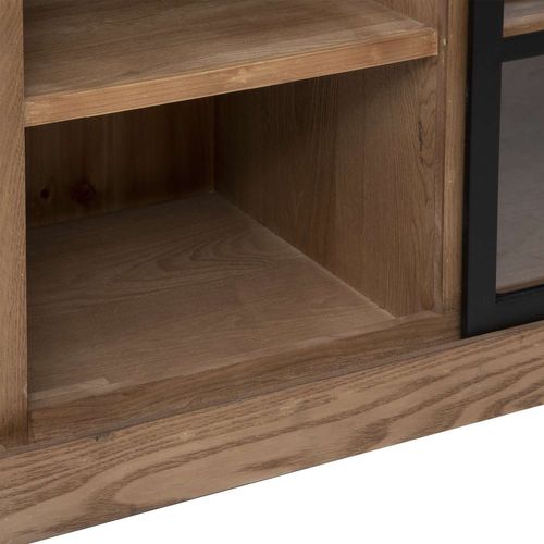 Buffet Avec Porte Coulissante En Verre Danik - Marron Et Noir