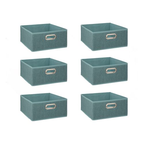 Lot De 6 Boîtes De Rangement En Tissu Mix 'n Modul - L.31 X L.31 X H.15 Cm - Bleu Chiné