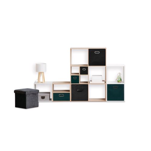 Lot De 6 Boîtes De Rangement En Tissu Mix 'n Modul - L.31 X L.31 X H.31 Cm - Bleu Pétrole