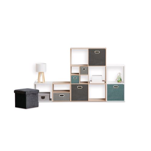 Lot De 6 Boîtes De Rangement En Tissu Mix 'n Modul - L.31 X L.31 X H.31 Cm - Bleu Chiné