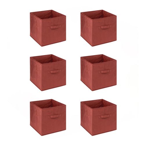 Lot De 6 Boîtes De Rangement En Velours Mix 'n Modul - L.31 X L.31 X H.31 Cm - Terre De Sienne