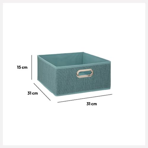 Boîte De Rangement En Tissu Mix 'n Modul - L.31 X L.31 X H.15 Cm - Bleu Chiné