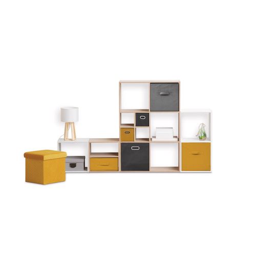 Boîte De Rangement En Tissu Mix 'n Modul - L.31 X L.31 X H.15 Cm - Moutarde