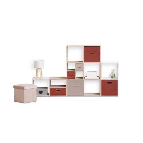 Boîte De Rangement En Velours Mix 'n Modul - L.31 X L.31 X H.31 Cm - Terre De Sienne