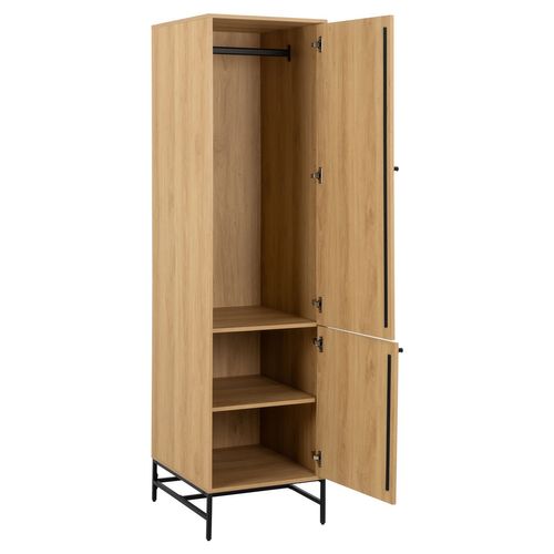 Armoire 2 Portes Et 2 Étagères Effet Tasseaux Baïkal - Beige