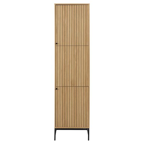 Armoire 2 Portes Et 2 Étagères Effet Tasseaux Baïkal - Beige