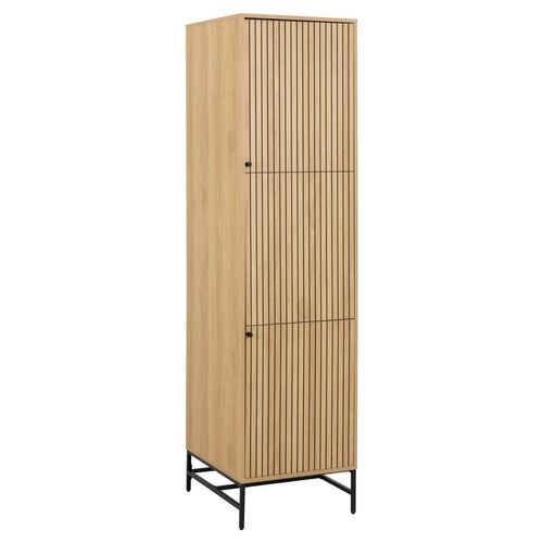 Armoire 2 Portes Et 2 Étagères Effet Tasseaux Baïkal - Beige