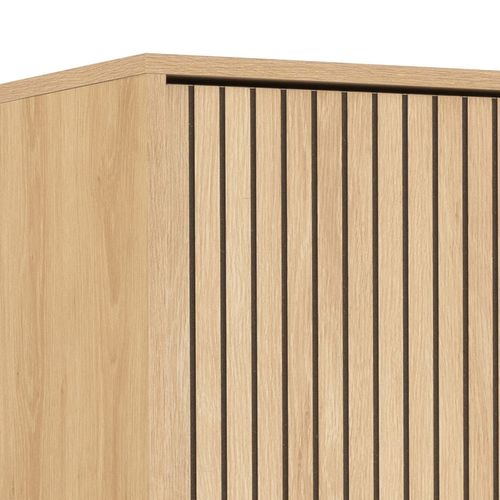 Armoire 2 Portes Et 2 Étagères Effet Tasseaux Baïkal - Beige