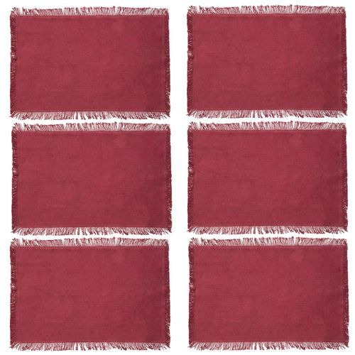 Lot De 6 Sets De Table Maha En Coton - 45 X 30 Cm - Grenat