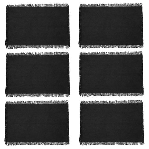 Lot De 6 Sets De Table Maha En Coton - 45 X 30 Cm - Noir