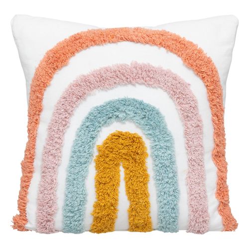 Coussin Enfant Arc-en-ciel Tufté - 38 X 38 Cm - Multicolore