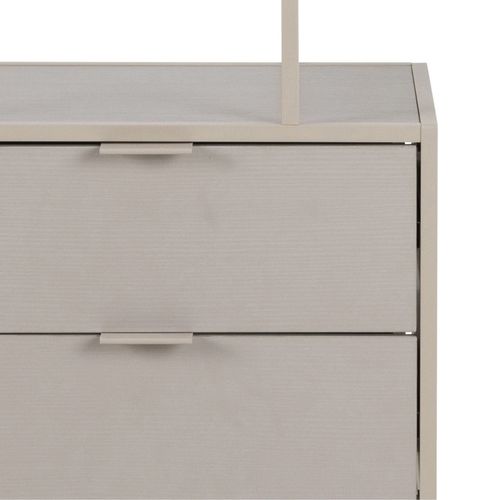 Bibliothèque 2 Tiroirs Et 4 Étagères Avec Base En Acier Ferro - Gris