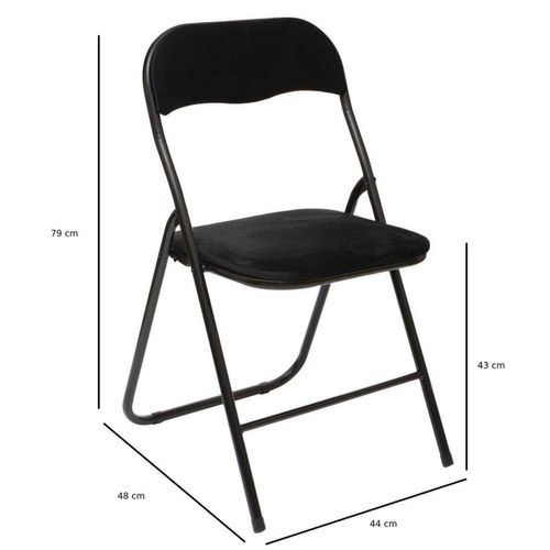 Lot De 2 Chaises Pliantes Carrée Velours - Noir