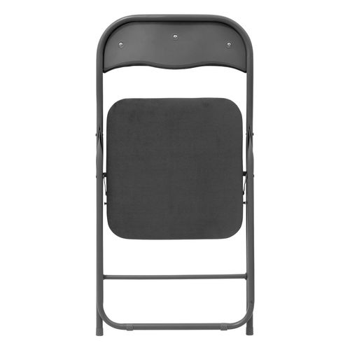 Lot De 2 Chaises Pliantes Effet Velours - Gris Foncé