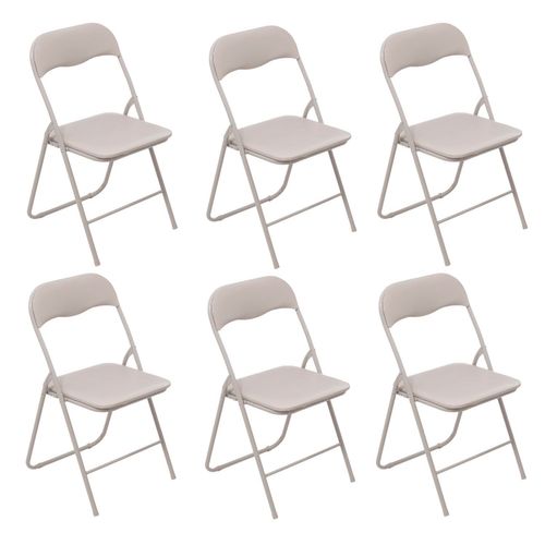 Lot De 6 Chaises Pliantes En Pvc - Beige
