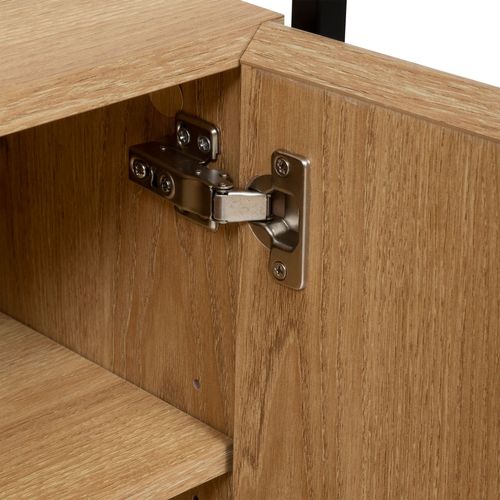 Buffet 2 Portes Et 2 Tiroirs Effet Bois Et Verre Aldea - Beige