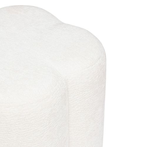 Pouf Fleur En Tissu Chenille Lavon - Blanc