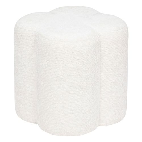 Pouf Fleur En Tissu Chenille Lavon - Blanc