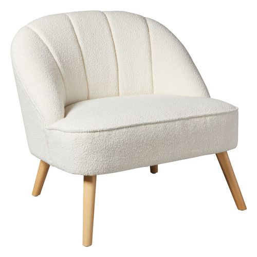 Fauteuil En Velours Et Pieds En Bois Naova - Blanc