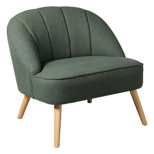 Fauteuil En Velours Et Pieds En Bois Naova - Vert