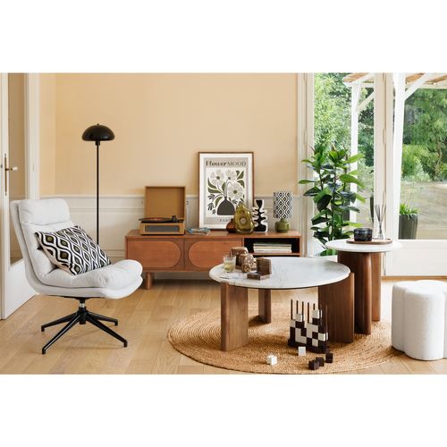 Fauteuil Pivotant En Tissu Et Pieds Métal Harper - Lin