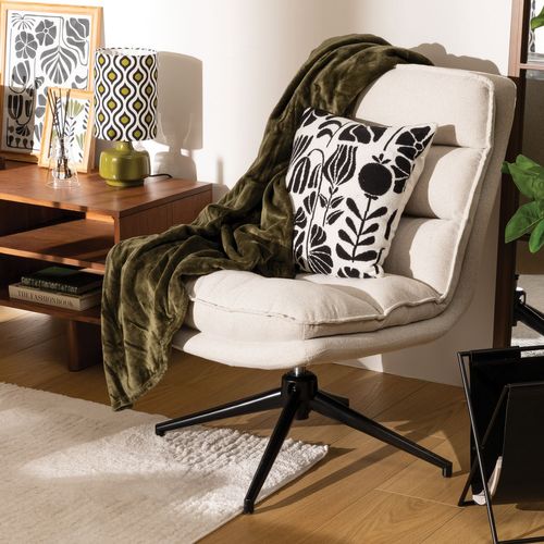 Fauteuil Pivotant En Tissu Et Pieds Métal Harper - Lin