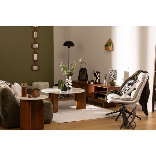 Fauteuil Pivotant En Tissu Et Pieds Métal Harper - Lin