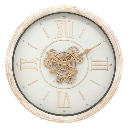 Horloge Murale Avec Mécanisme En Bois Sonika - Diam 50 Cm - Beige