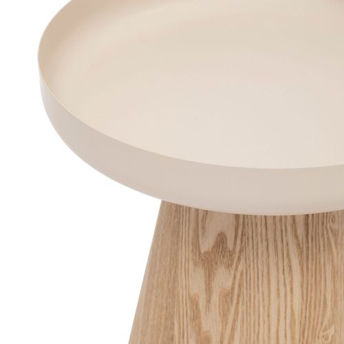 Table à Café Ronde En Métal Et Bois Hercyna - Beige