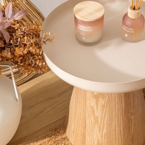 Table à Café Ronde En Métal Et Bois Hercyna - Beige