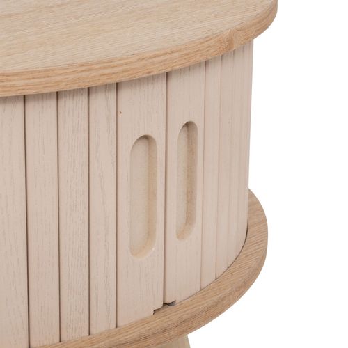 Table Basse Ronde 2 Portes En Bois Nyos - Beige