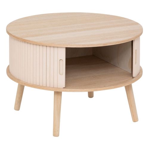 Table Basse Ronde 2 Portes En Bois Nyos - Beige