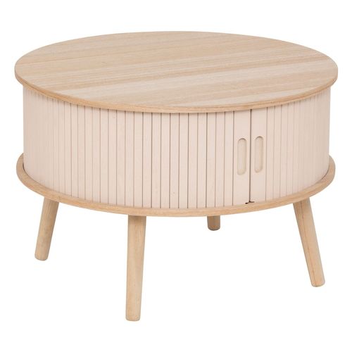 Table Basse Ronde 2 Portes En Bois Nyos - Beige