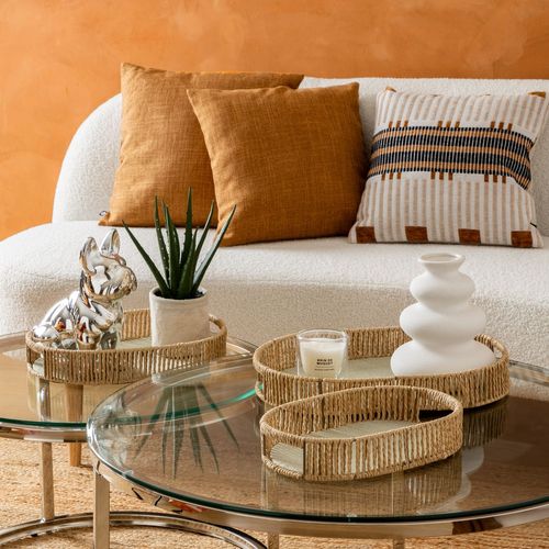 Ensemble De 2 Tables Basses Gigognes En Verre Et Inox Kneo - Argent