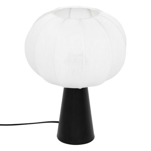 Lampe à Poser En Métal Et Coton Tobie - H. 33 Cm - Blanc Et Noir