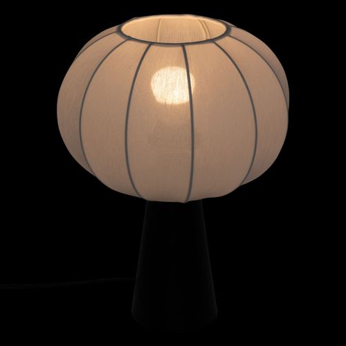 Lampe à Poser En Métal Et Coton Tobie - H. 33 Cm - Blanc Et Noir