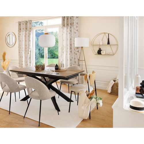 Table à Manger Extensible En Céramique Et Métal Pour 6 à 8 Personnes - Beige