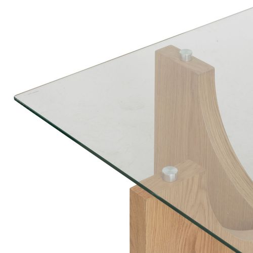 Table Basse Carrée En Bois Et Verre Etini - Beige