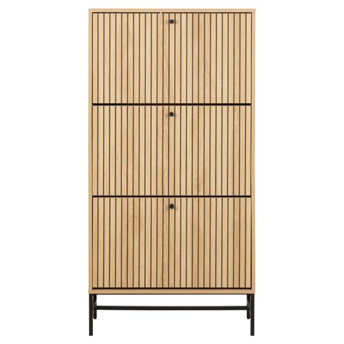 Meuble à Chaussures 3 Portes Effet Tasseaux Baïkal - Beige