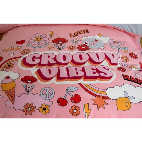 Parure De Lit Enfant Groovy Vibes - 100% Microfibre 72g/m² - 140 X 200 Cm