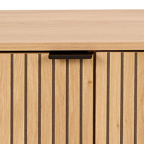 Meuble TV 3 Portes Effet Tasseaux Baïkal - Beige