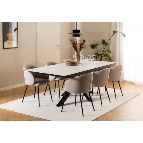 Lot De 2 Chaises Avec Accoudoirs Sören - Beige Avec Pieds Noirs