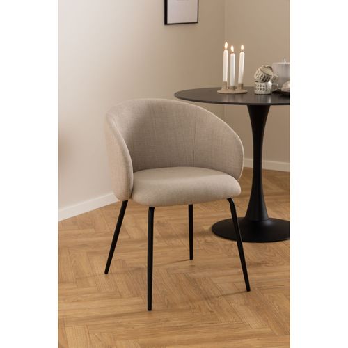 Lot De 2 Chaises Avec Accoudoirs Sören - Beige Avec Pieds Noirs